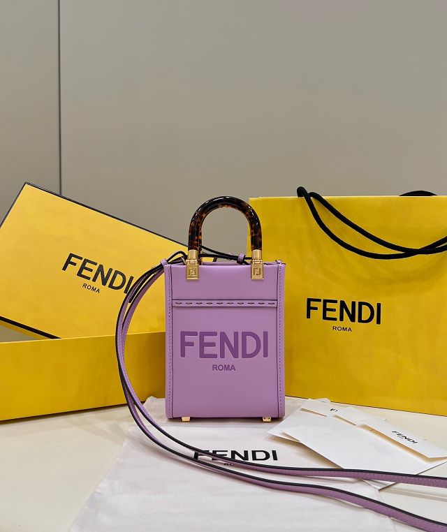Fendi original calfskin mini sunshine shopper bag 8BS051 purple