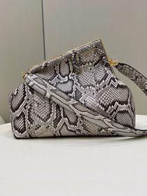 Fendi original python leather medium first bag 8BP127 grey