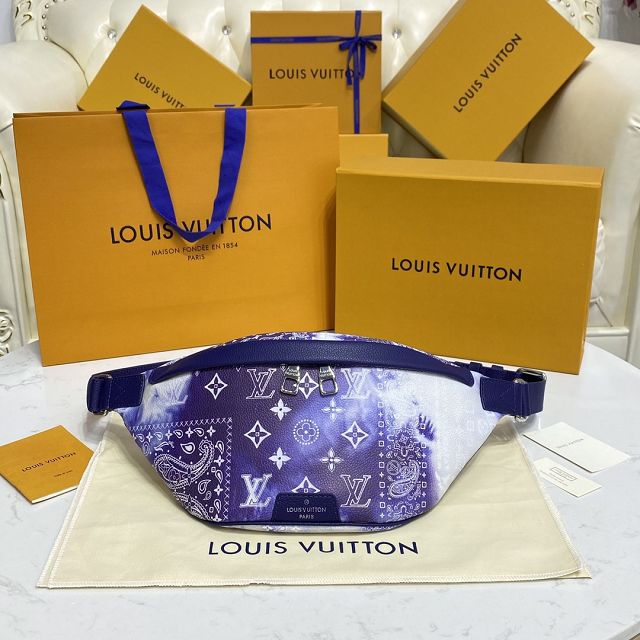 Louis vuitton original calfskin discovery bumbag M20587 blue