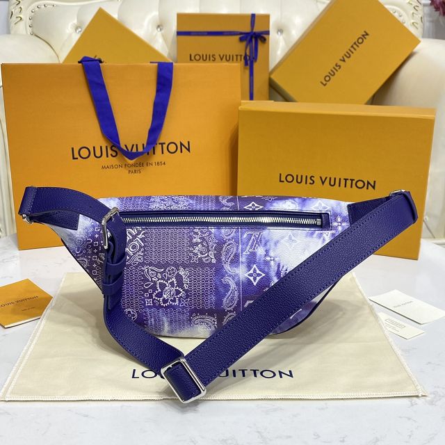 Louis vuitton original calfskin discovery bumbag M20587 blue