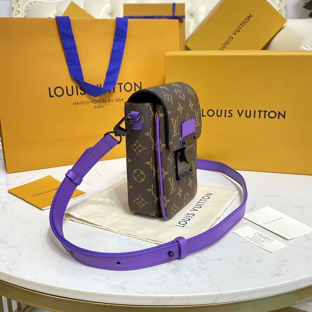 Louis vuitton original monogram canvas s-lock wearable wallet M81522 purple