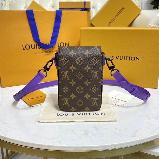 Louis vuitton original monogram canvas s-lock wearable wallet M81522 purple