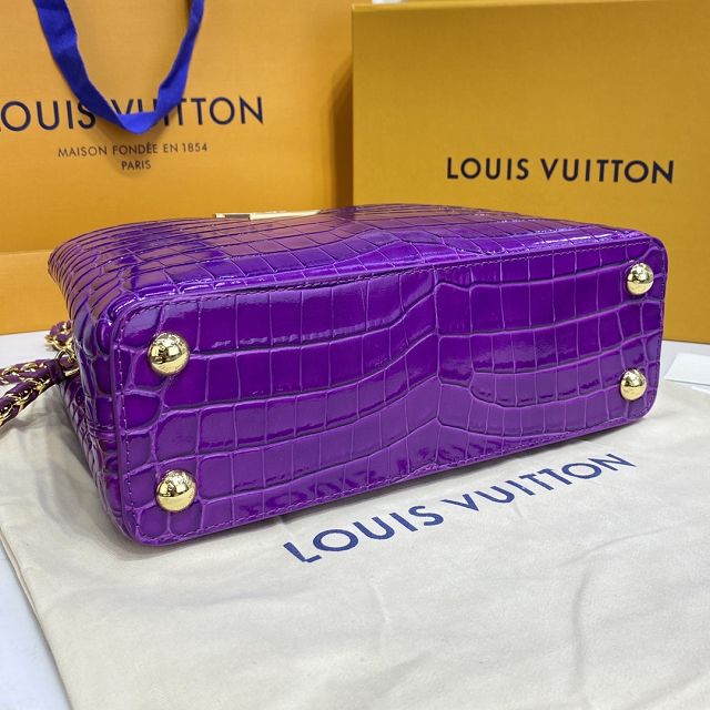 Louis vuitton original crocodile calfskin capucines BB handbag N92175 purple