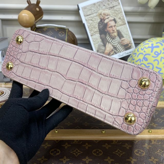Louis vuitton original crocodile calfskin capucines BB handbag N93344 pink