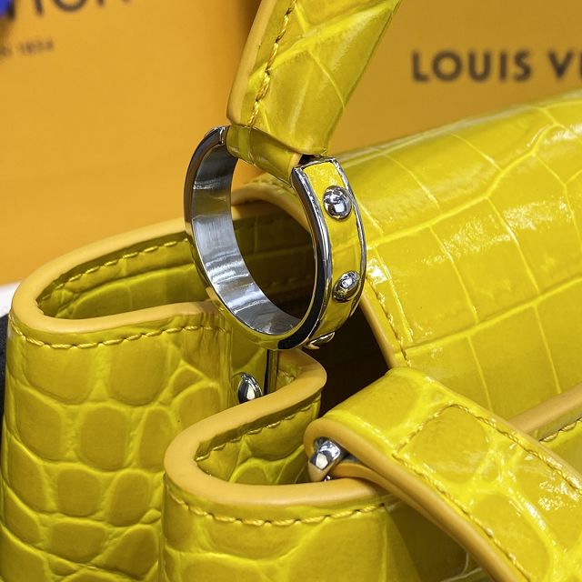 Louis vuitton original crocodile calfskin capucines BB handbag N93344 yellow