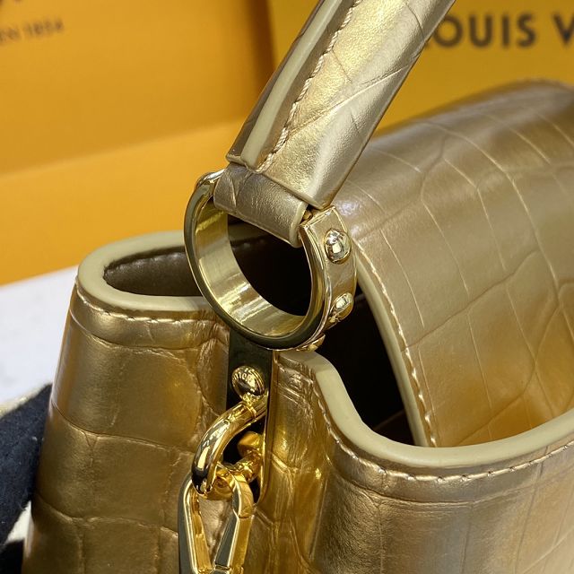 Louis vuitton original crocodile calfskin capucines mini handbag N93701 gold
