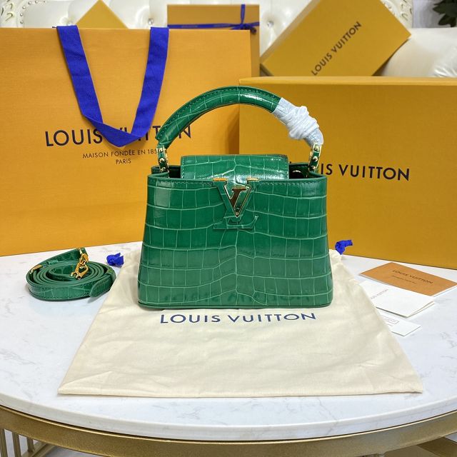 Louis vuitton original crocodile calfskin capucines mini handbag M56984 green