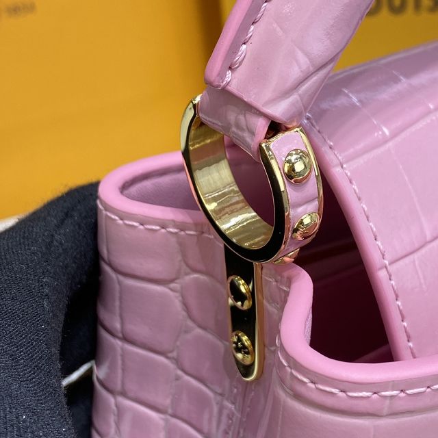 Louis vuitton original crocodile calfskin capucines mini handbag N95003 pink