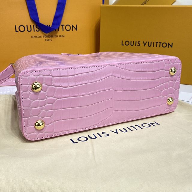 Louis vuitton original crocodile calfskin capucines mm handbag N94260 pink