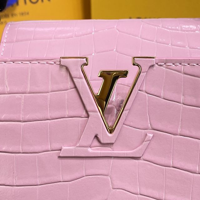 Louis vuitton original crocodile calfskin capucines mm handbag N94260 pink