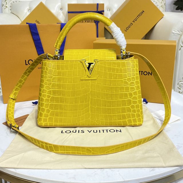 Louis vuitton original crocodile calfskin capucines mm handbag N94260 yellow