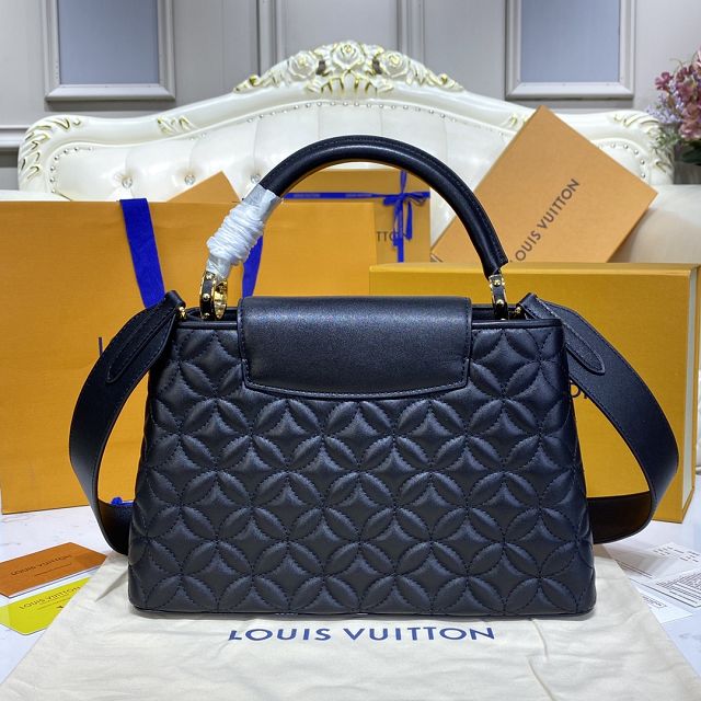 Louis vuitton original lambskin capucines mm handbag M55366 black