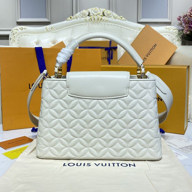 Louis vuitton original lambskin capucines mm handbag M55366 white