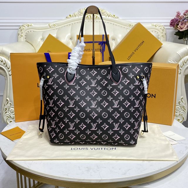 Louis vuitton original coated canvas neverfull mm M46137 black