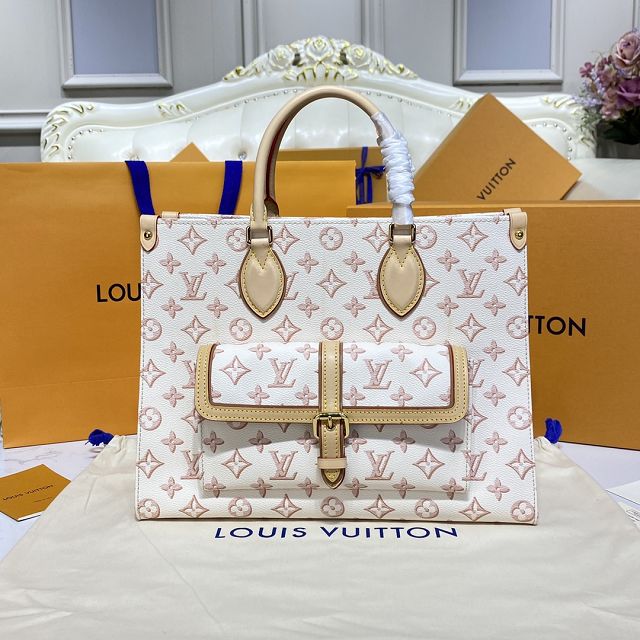 Louis vuitton original coated canvas onthego mm M46154 beige