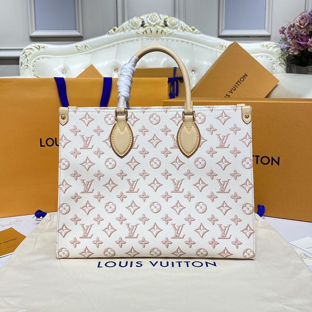 Louis vuitton original coated canvas onthego mm M46154 beige