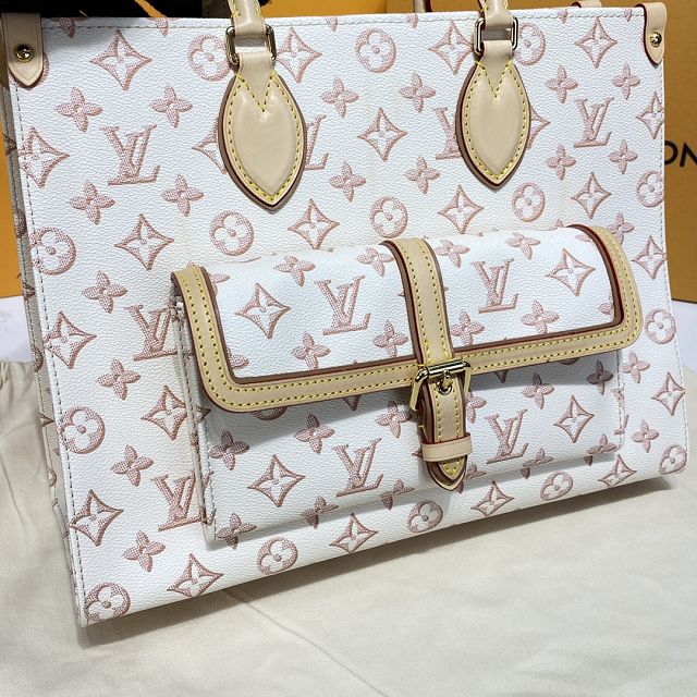 Louis vuitton original coated canvas onthego mm M46154 beige