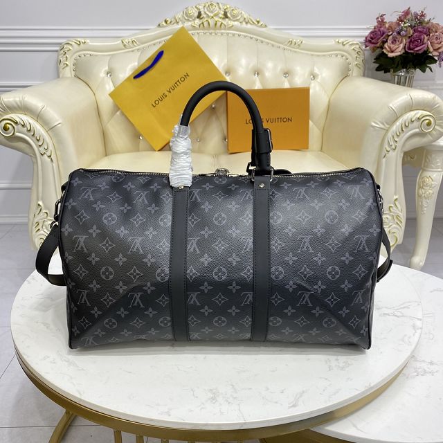 Louis vuitton original monogram eclipse keepall 45 bag m40569 black