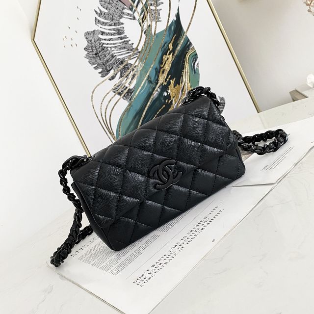 CC original grained calfskin mini flap bag AS2302 black