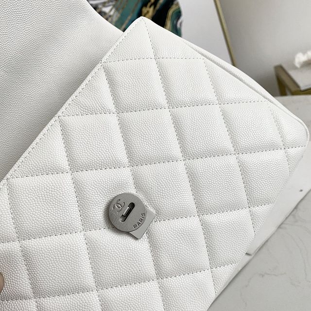 CC original grained calfskin small flap bag AS2303 white