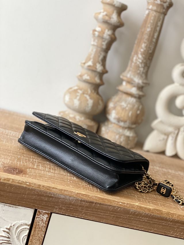 CC original lambskin wallet on chain AP2923 black