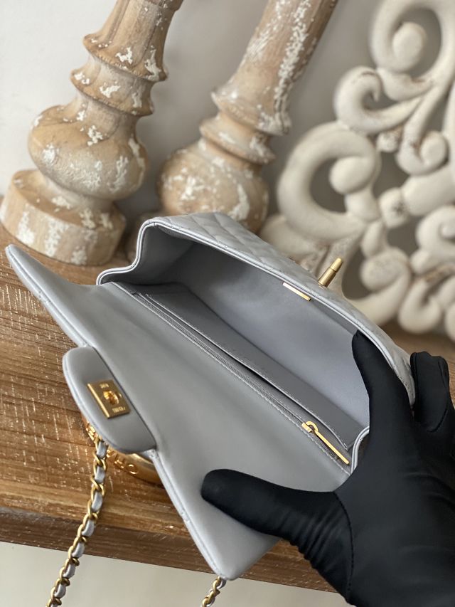2022 CC original lambskin top handle flap bag bag AS2431-3 grey