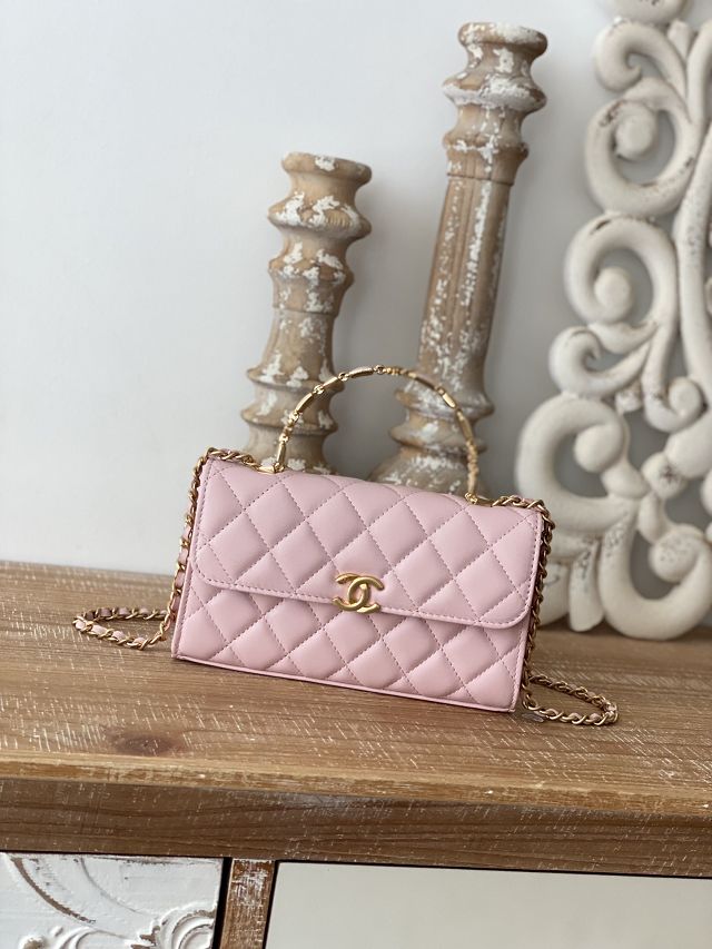 CC original lambskin phone holder with chain AP2946 pink