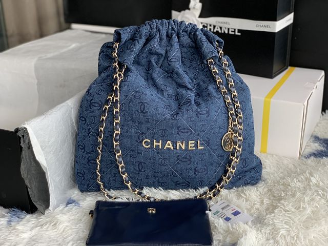 CC original denim 22 large handbag AS3262 blue&gold