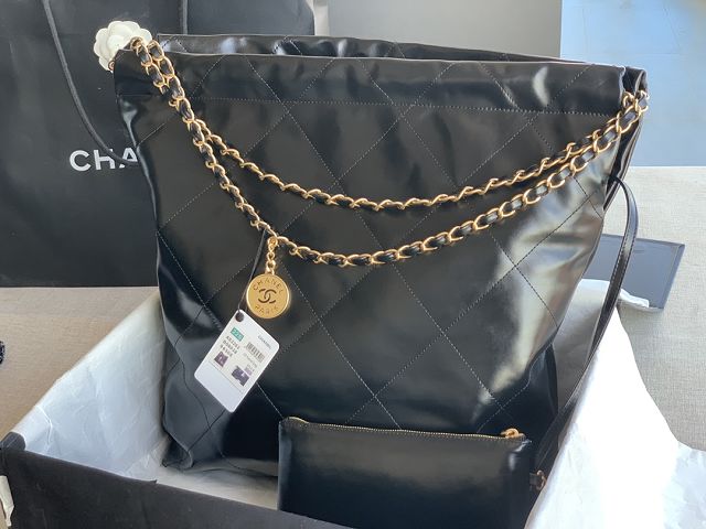 CC original calfskin 22 large handbag AS3262 black&gold