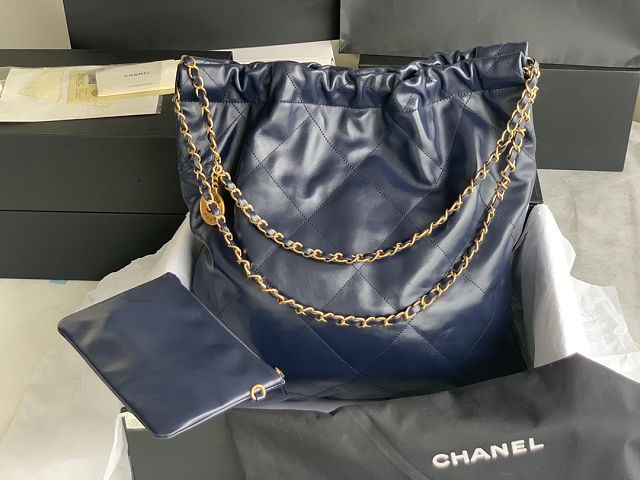 CC original calfskin 22 large handbag AS3262 navy blue