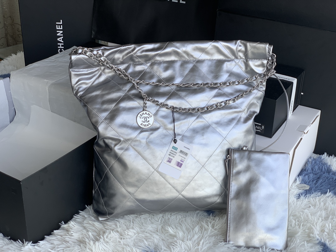 CC original calfskin 22 large handbag AS3262 silver