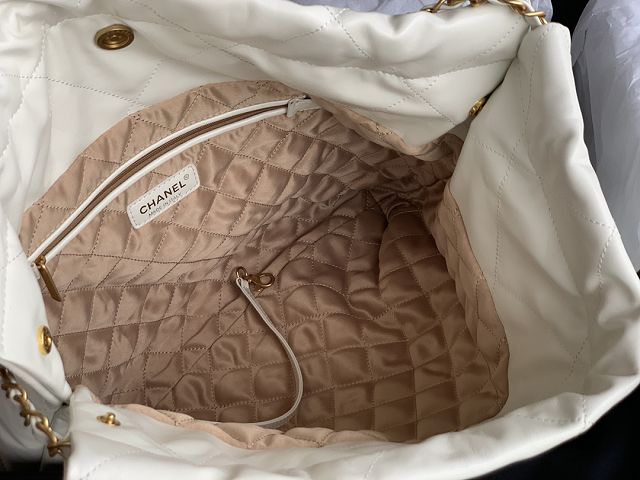 CC original calfskin 22 medium handbag AS3261 white&gold