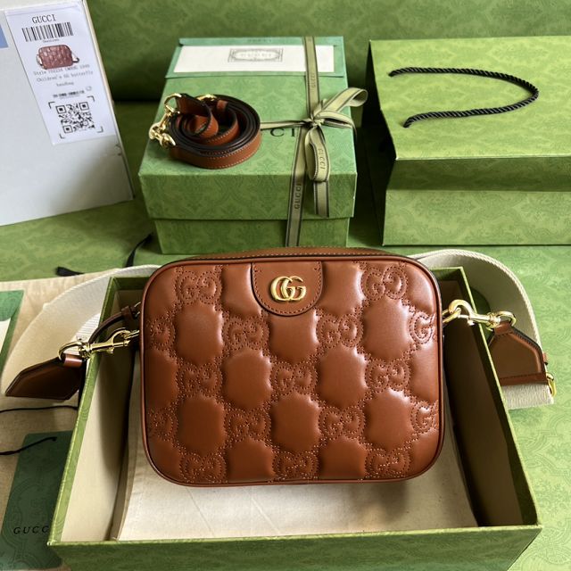 GG original matelasse leather small shoulder bag 702234 brown