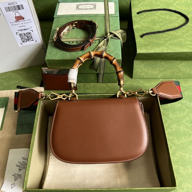 2022 GG original calfskin small top handle bag 675797 brown