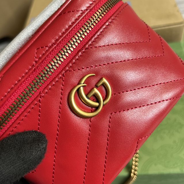 GG original calfskin mini top handle bag 699515 red