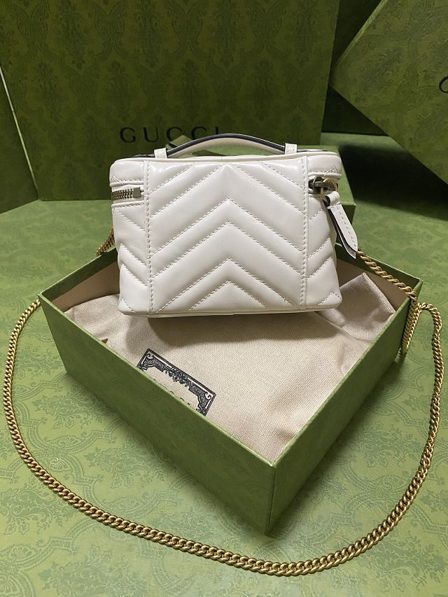 GG original calfskin mini top handle bag 699515 white