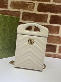 GG original calfskin top handle mini bag 699756 white