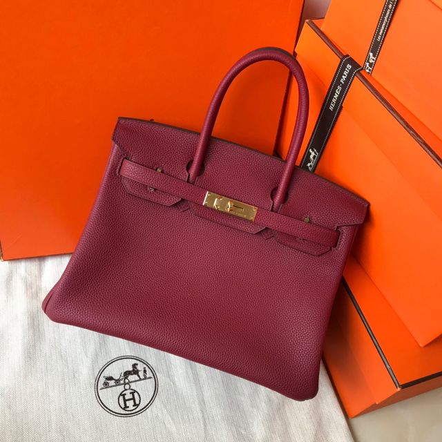 Hermes original togo leather birkin 35 bag H35-1 rouge grenat