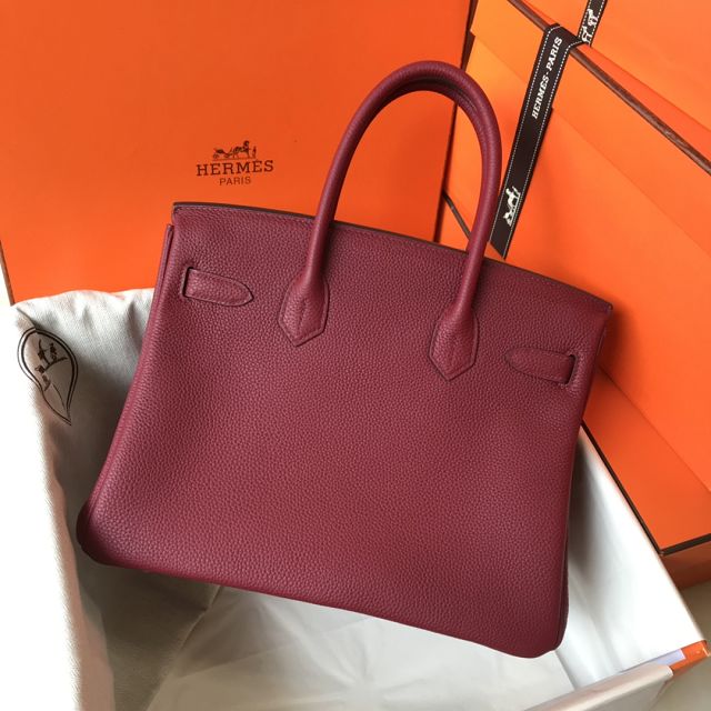 Hermes original togo leather birkin 30 bag H30-1 rouge grenat