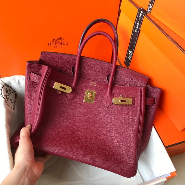 Hermes original togo leather birkin 30 bag H30-1 rouge grenat