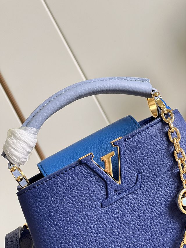 Louis vuitton original calfskin capucines mini handbag M20845 blue