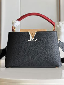 Louis vuitton original calfskin capucines mm handbag M59883 black