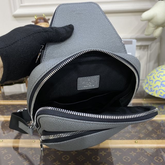 Louis vuitton original taiga leather avenue sling bag N46345 grey