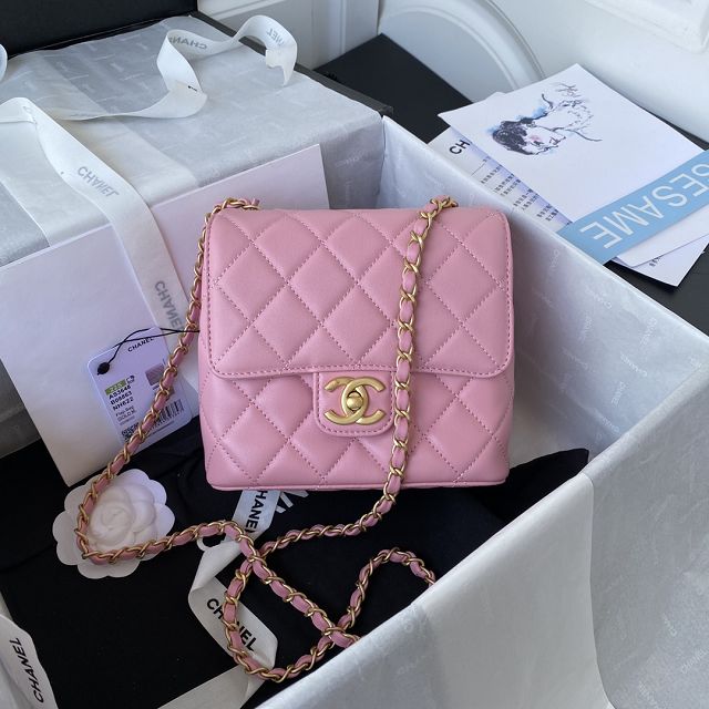 CC original lambskin mini flap bag AS3648 pink