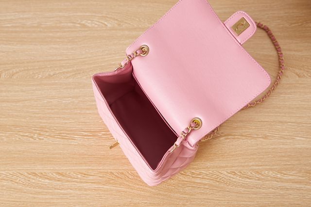 CC original lambskin small flap bag AS3649 pink