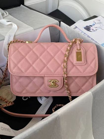 CC original grained calfskin flap bag AS3653 pink