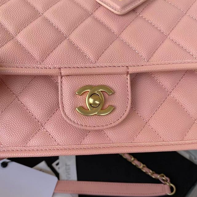 CC original grained calfskin flap bag AS3653 pink