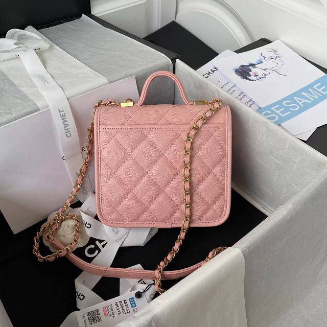 CC original grained calfskin small flap bag AS3652 pink