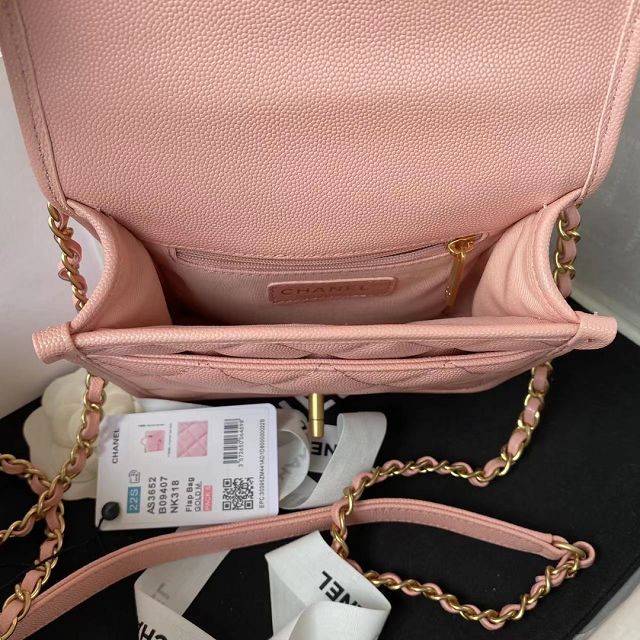 CC original grained calfskin small flap bag AS3652 pink