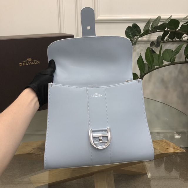 Delvaux original box calfskin brillant bag MM AA0555 ice blue
